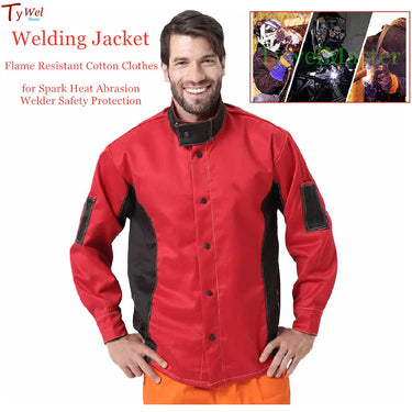 Welding Jacket Flame Resistant Cotton Clothes Worker Clothing for Spark Heat Abrasion Welder Safety Protection